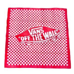 Vans Logo Bandana Red and White Checkerboard Checkered Cotton 22" New